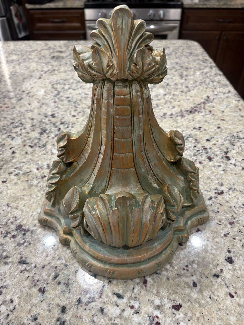 Blue/gold plaster like wall or shelf decor GUC